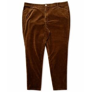 J Jill Velour Pants Brown Straight Leg Elastic Waist Cotton Stretch 26